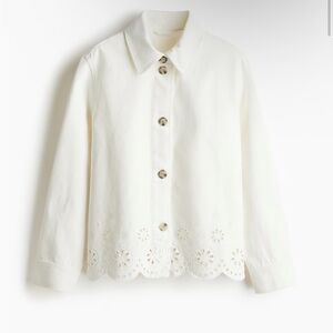 H&M White Eyelet-Hem Jean Jacket